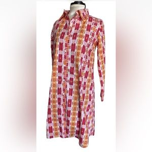 Sheridan French Shirt Dress Pink/Multi Elbow Patch Size M